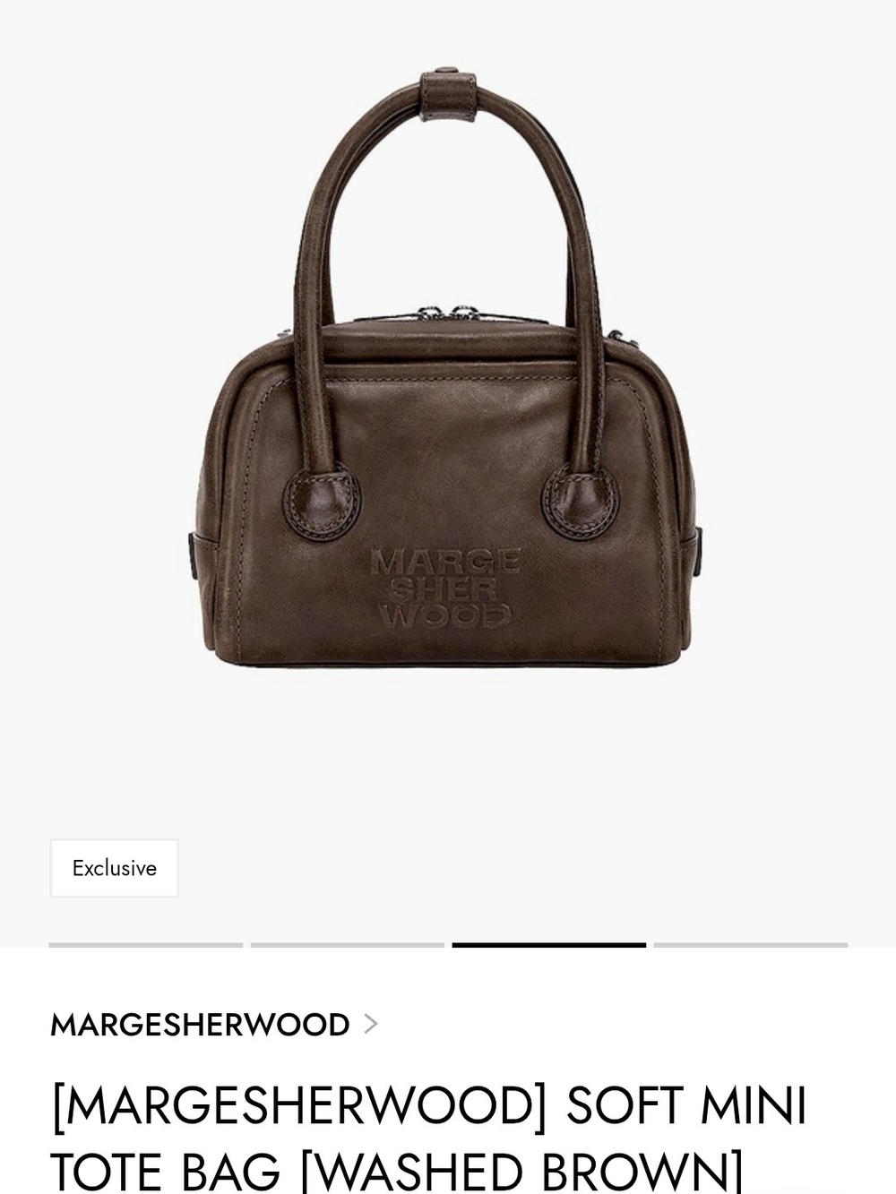 Margesherwood Washed Brown Soft Mini Tote Bag- FREE BAG CHARMS INCLUDED